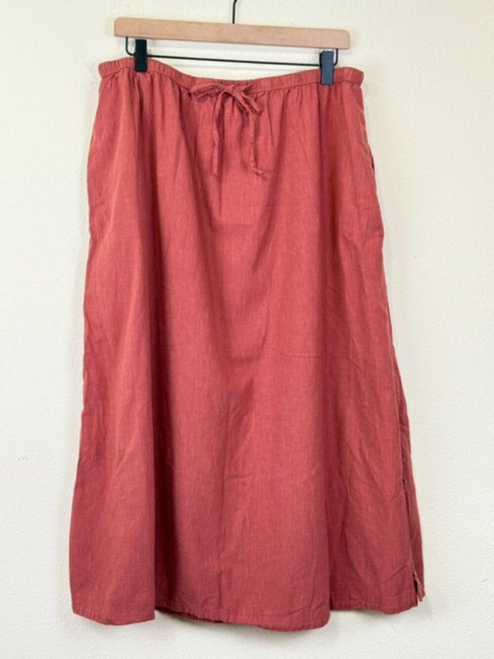 Universal Thread Midi Skirt Womens Large Burnt Orange A-Line Tie Front Pockets - Picture 2 of 8